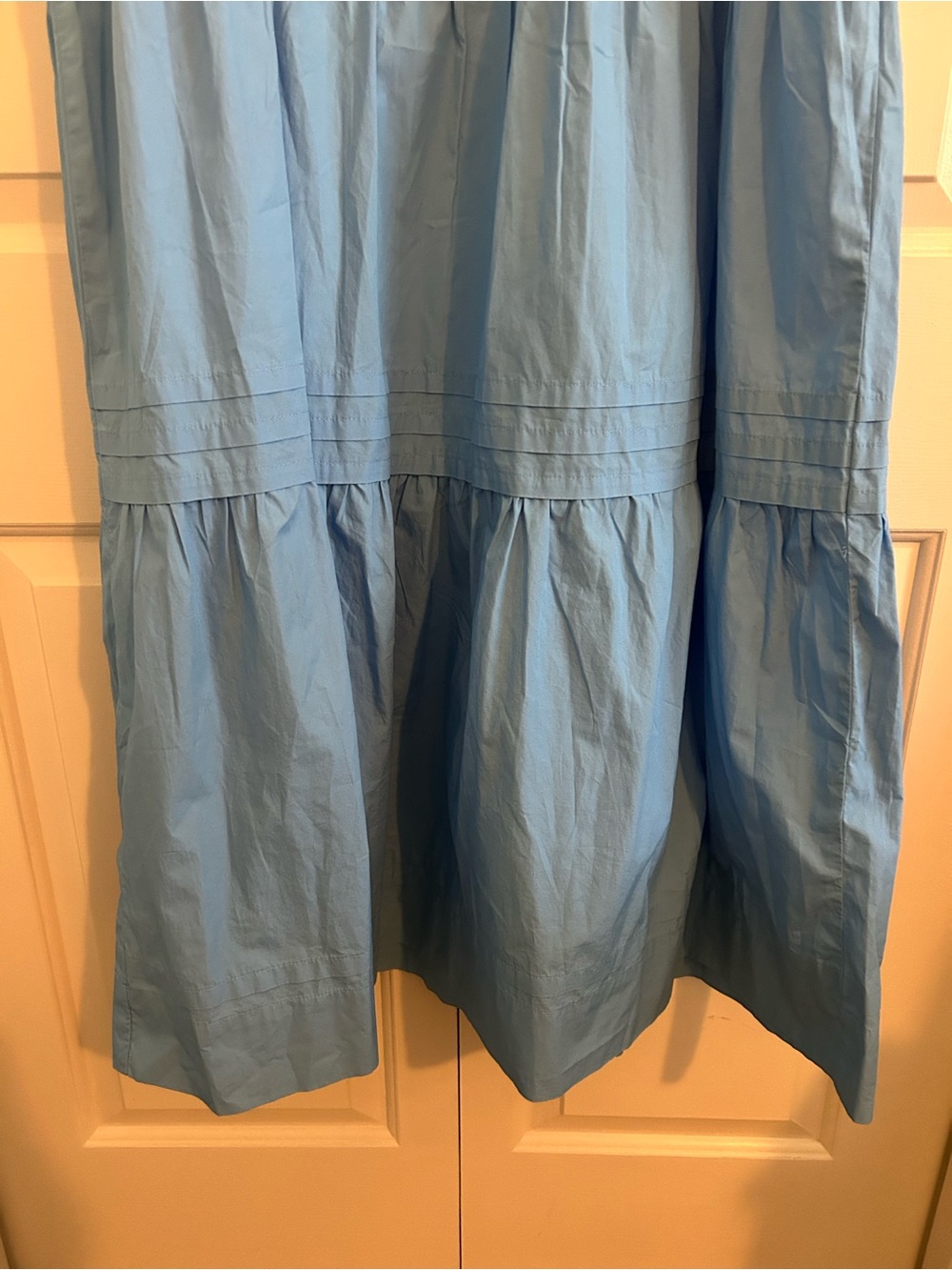 Quince NWT 100% Organic Cotton Poplin Tiered Maxi Dress Light Blue, Size L - Picture 7 of 13